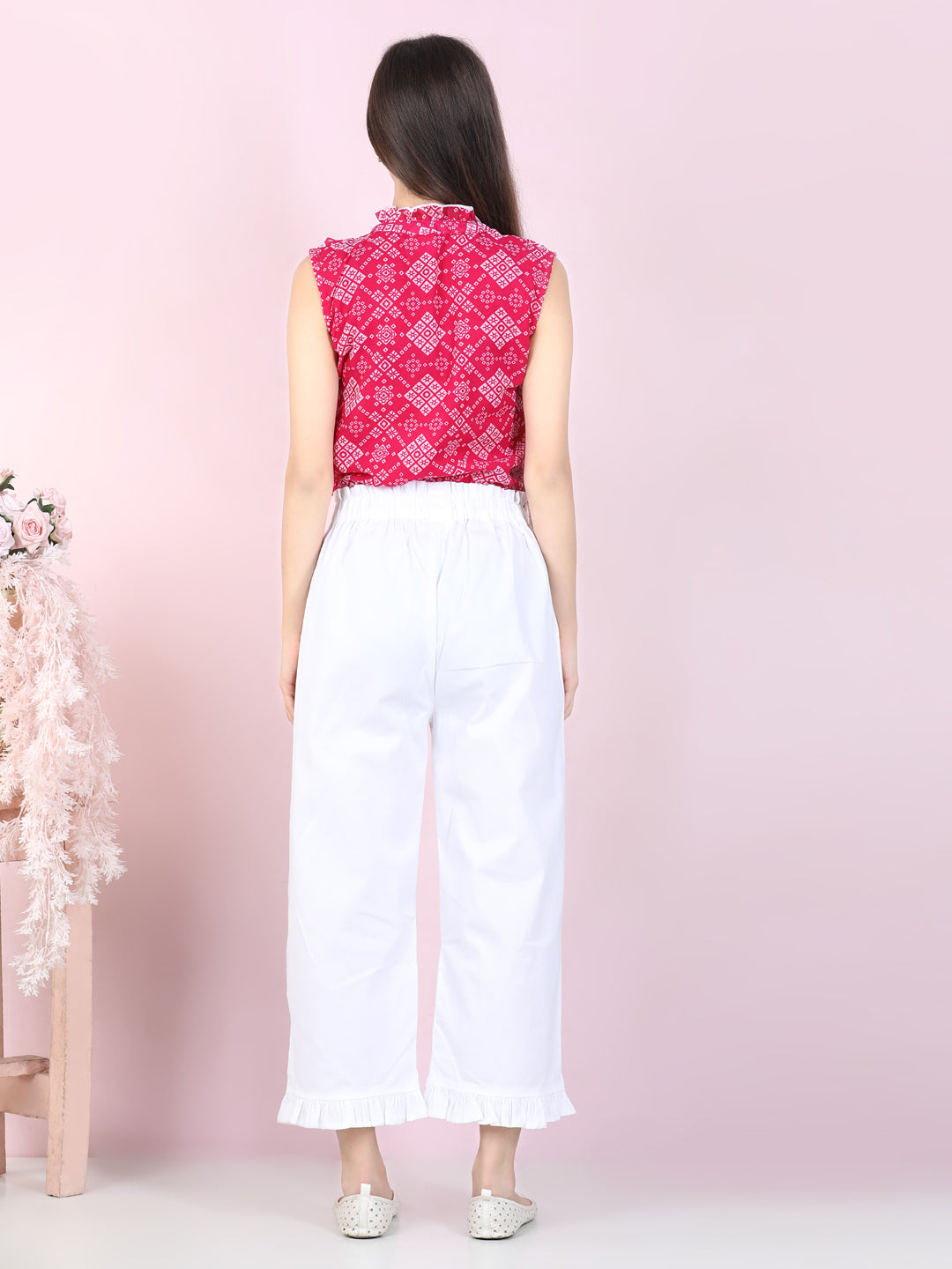 Cutiekins Girls Casual Top &  Capri Set ( Pink & White)
