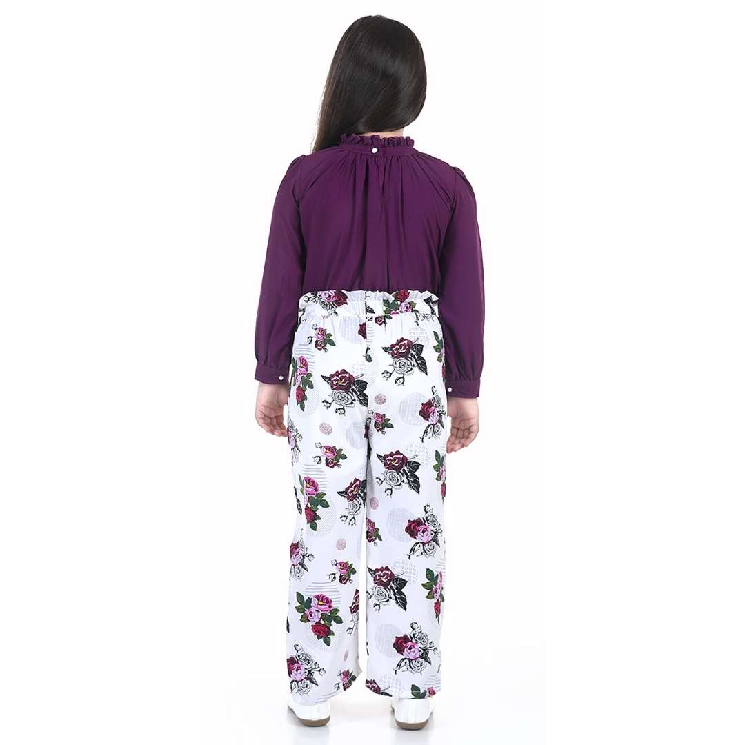 Cutiekins Girls Casual Top & Trouser Set  (Purple)