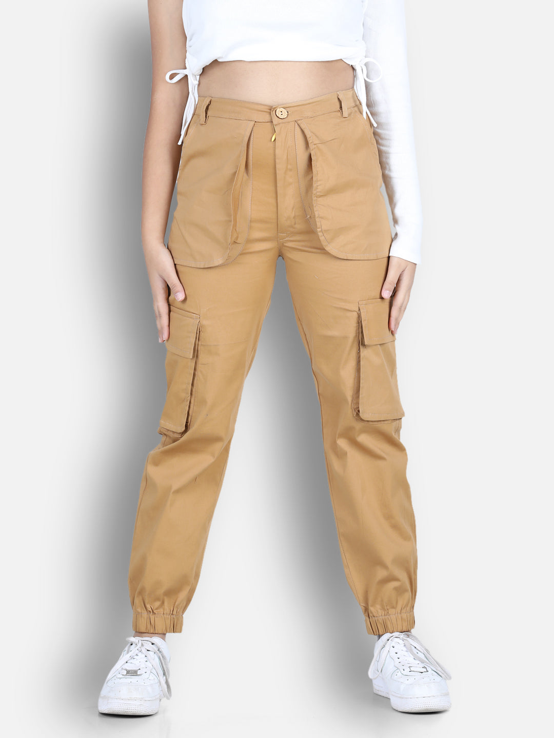 Cutiekins Solid Cargo Pant -Caremel