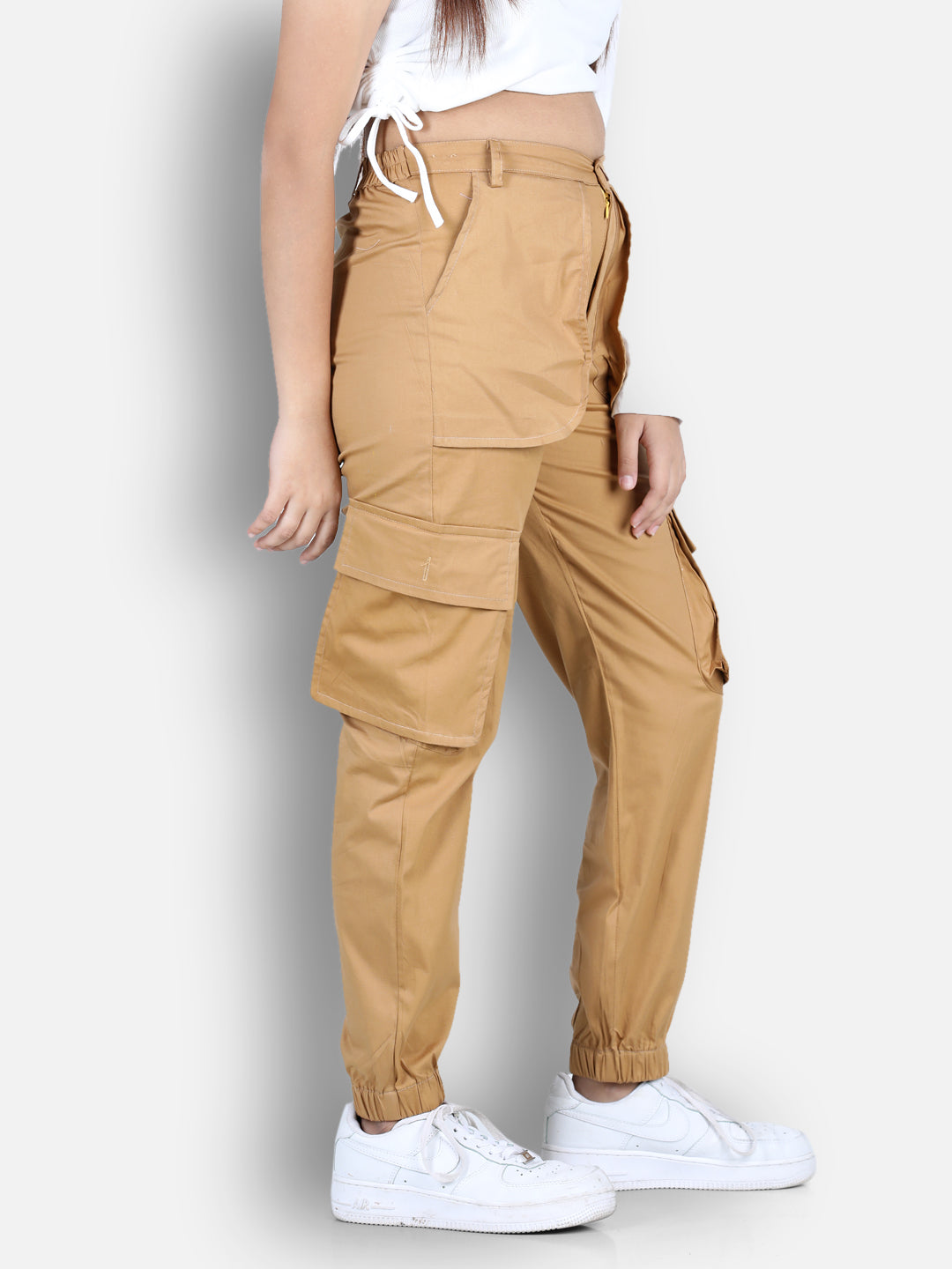 Cutiekins Solid Cargo Pant -Caremel