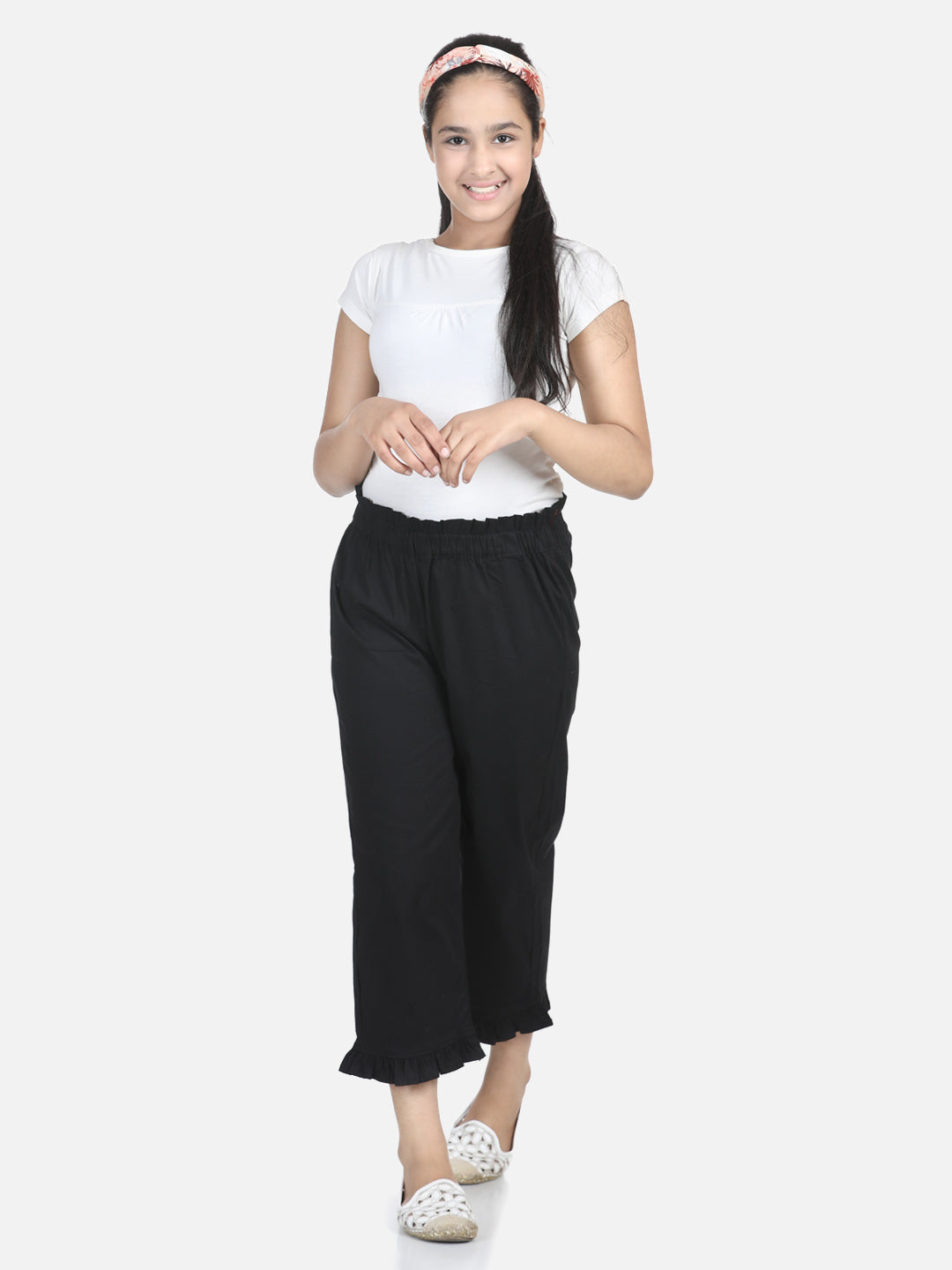 Cutiekins Capri For Girls Casual Solid Lycra Blend  (Black)