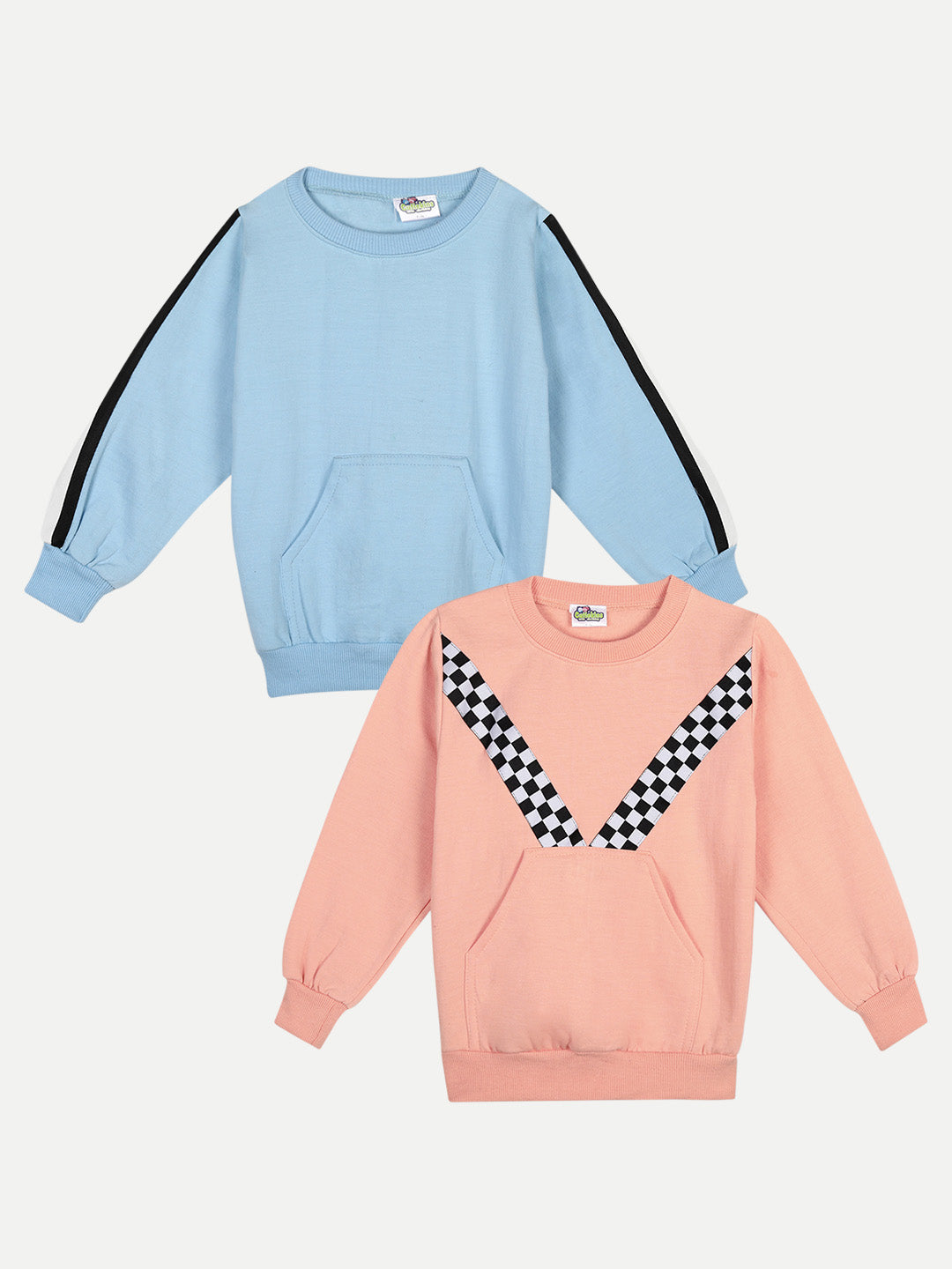 Cutiekins Pack of 2 Sweatshirt-Sky Blue & Peach