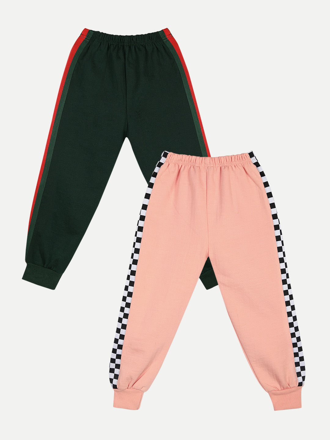 Cutiekins Pack of 2 Track Pant -Bottle Green & Peach