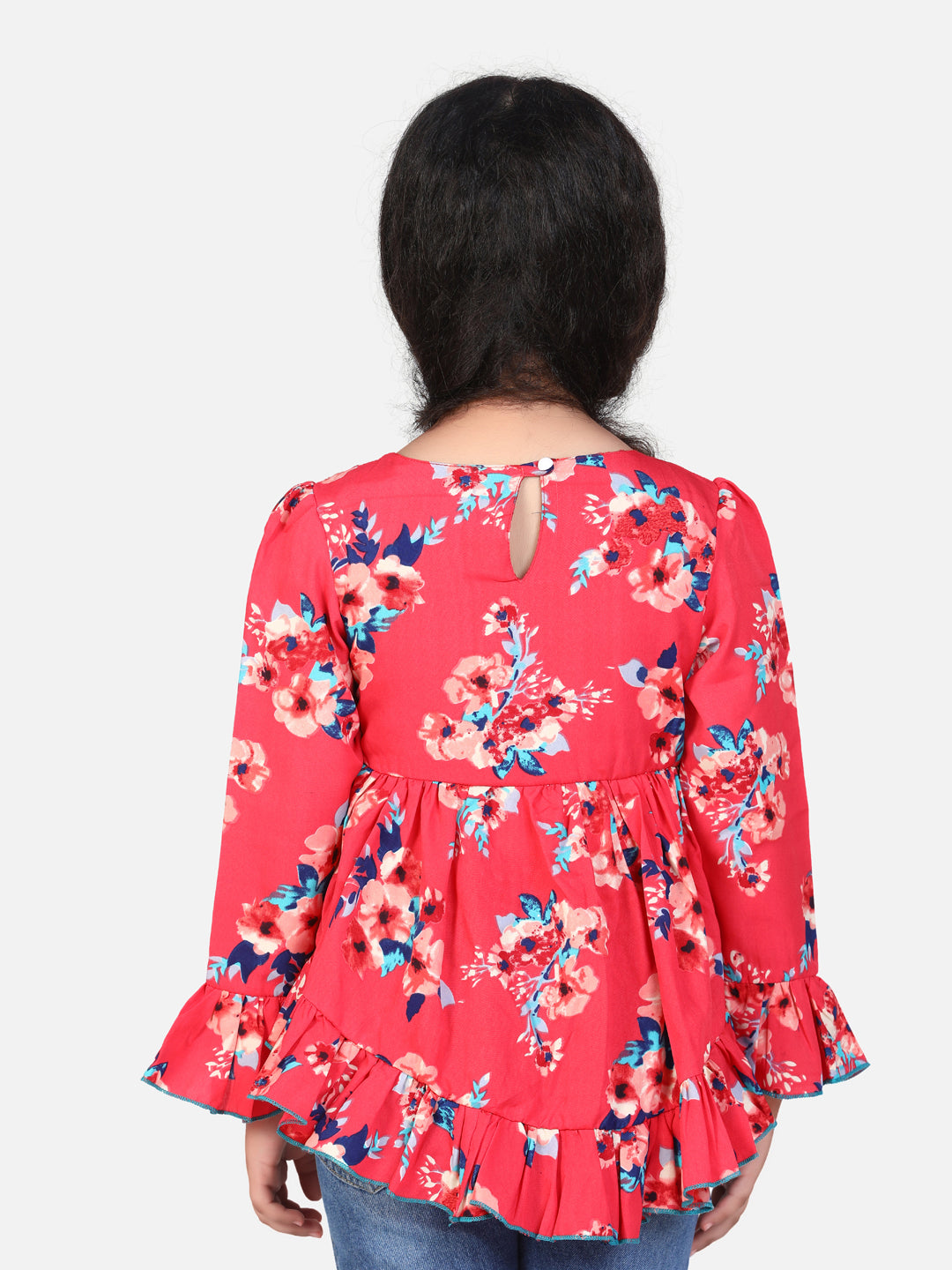 Cutiekins High Low Floral Print Top -Red