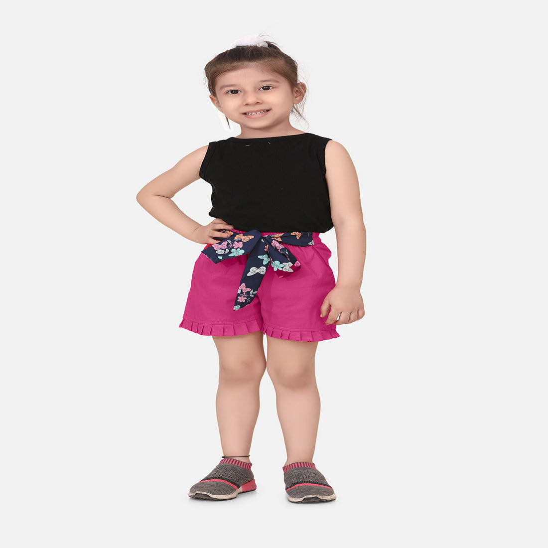 Cutiekins Short For Girls Casual Solid Polyester Blend  (Pink)