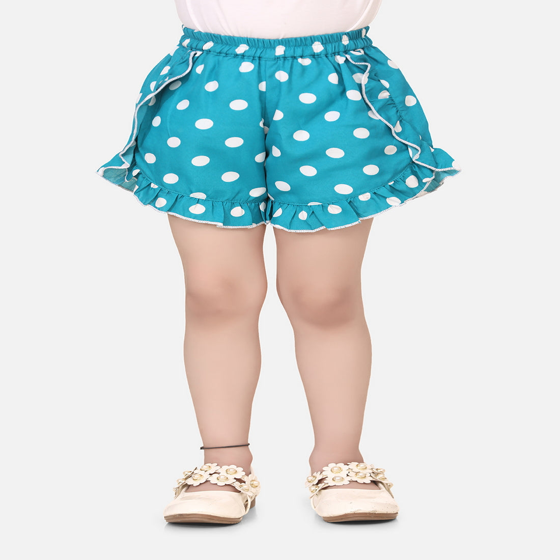 Cutiekins Short For Girls Casual Polka Print Polyester Blend  (Light Blue)