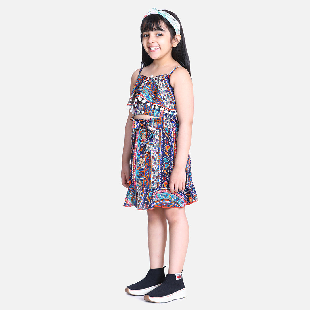 Aztec Printed Top & Skirt Co-od Set -Multicolor